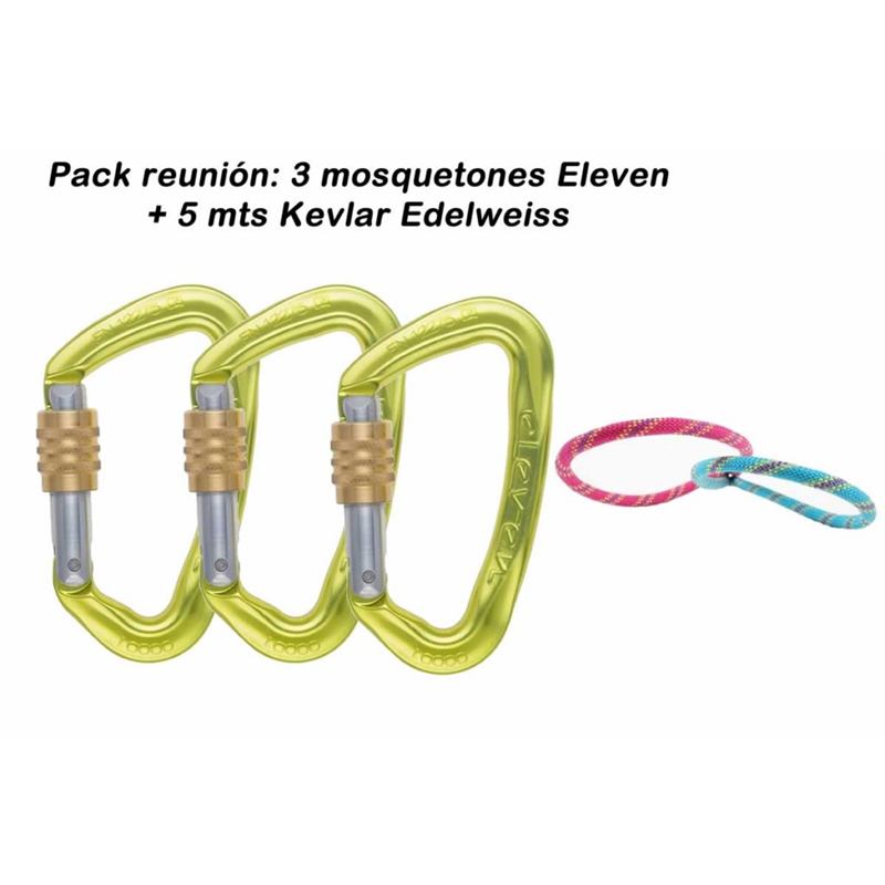 Pack: 5 mts Edelweiss Kevlar 5.5 mm + 3 mosquetones AustriAlpin Eleven