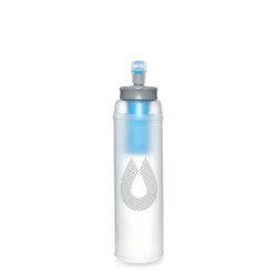 Botella reutilizable HydraPak UltraFlask+ transparente de 500 ml con filtro integrado para trail running, trekking y montaña 