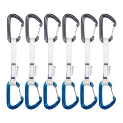 Pack 6 cintas exprés Ocún Hawk QD Wire Bio-Dyn-Ring 15 mm x 15 cm color azul para alpinismo y escalada clásica