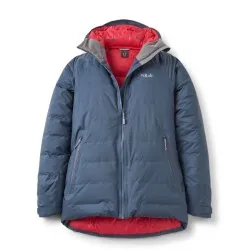 Chaqueta de plumas impermeable Rab Valiance Jacket Women’s color Steel con Pertex Shield y plumón reciclado 700FP 