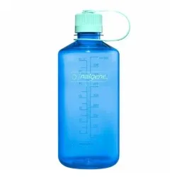 Nalgene botella 1 L boca estrecha - azul tapón verde